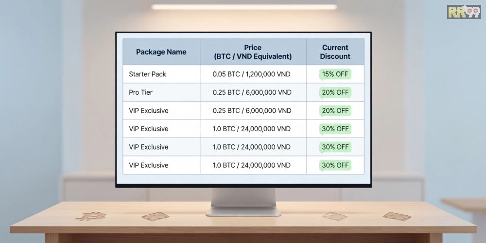 Bảng giá chi tiết các gói dịch vụ crypto casino rr99 cập nhật năm 2025