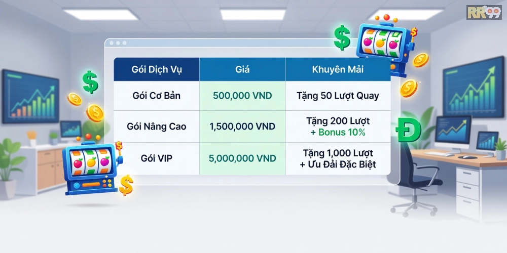 Caption bảng giá chi tiết các gói tải và nạp game nổ hũ rr99 cập nhật năm 2025