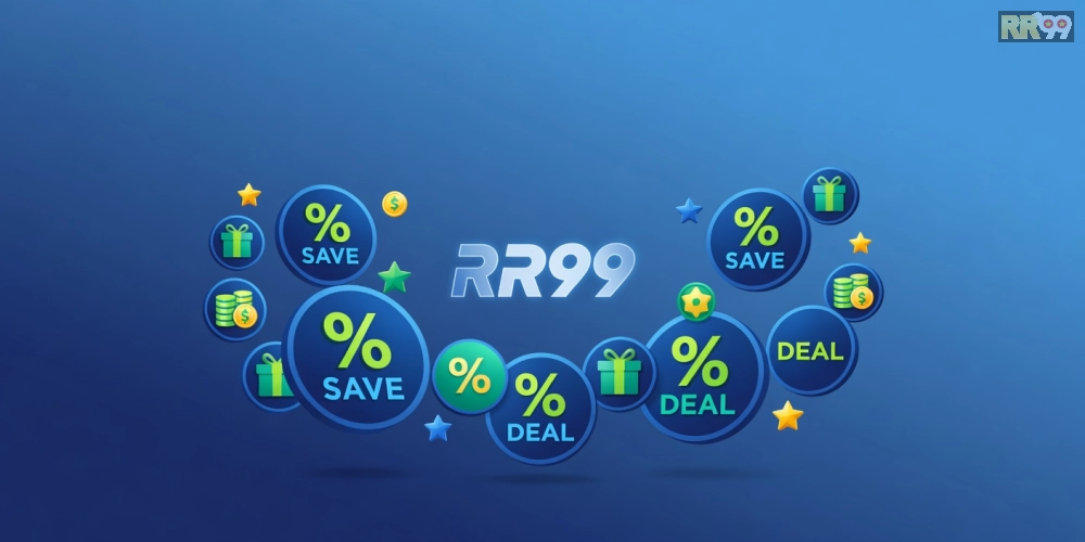 Hình minh họa khái niệm chương trình khuyến mãi RR99 với các ưu đãi hấp dẫn và biểu tượng tiết kiệm