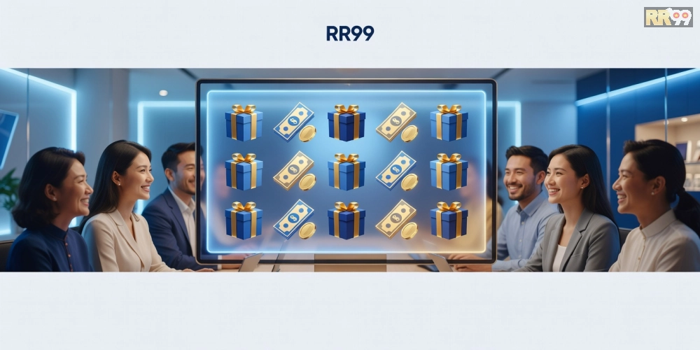 Minh họa khái niệm chương trình khuyến mãi tri ân khách hàng rr99 với hình ảnh biểu tượng phần thưởng hấp dẫn