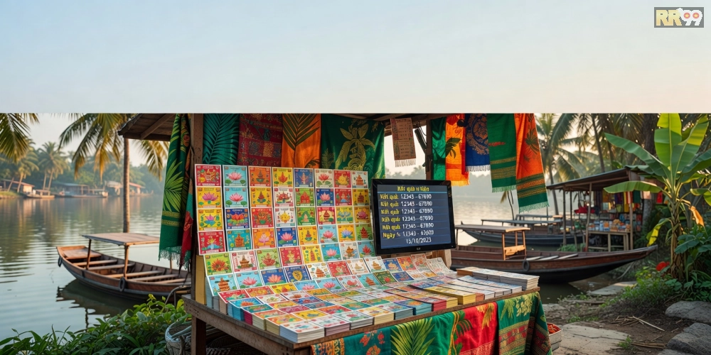 Hình minh họa khái niệm xổ số Cần Thơ RR99 với vé số và bảng kết quả
