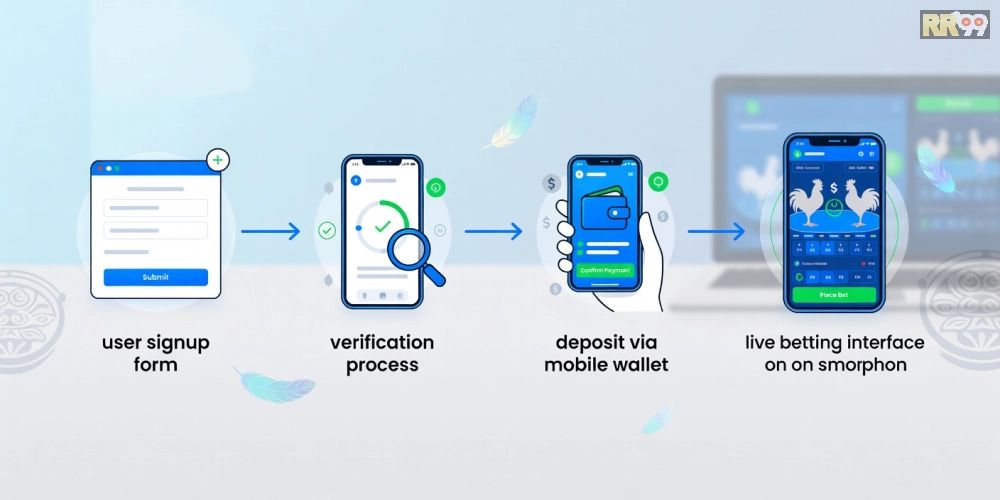 Hình hướng dẫn từng bước đăng ký và sử dụng đá gà online rr99.