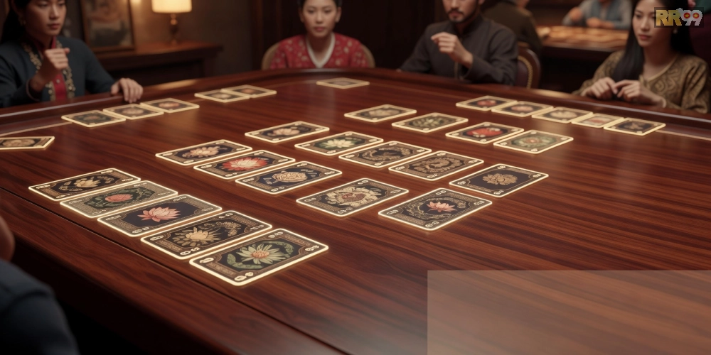 Giao diện chơi Phỏm trên nền tảng rr99 với các bộ bài đa dạng và tính năng chơi nhóm