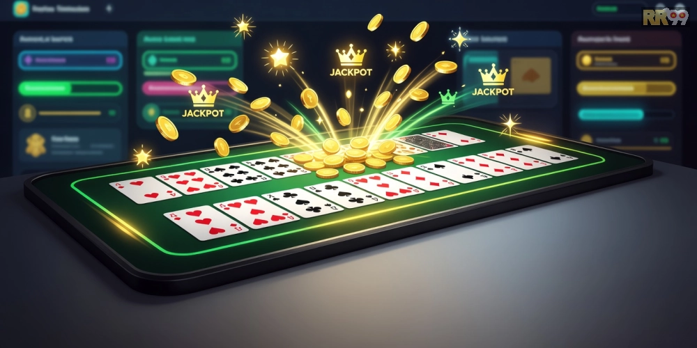 Hình ảnh trò chơi Phỏm Jackpot trên rr99 với hiệu ứng nổ hũ sống động