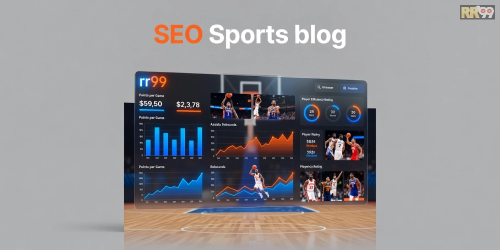 Minh họa cập nhật tin NBA sôi động trên nền tảng rr99 với biểu đồ thống kê