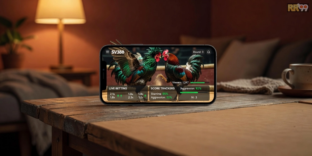 Hình ảnh minh họa stream đá gà trực tiếp trên nền tảng SV388 với giao diện cá cược chuyên nghiệp